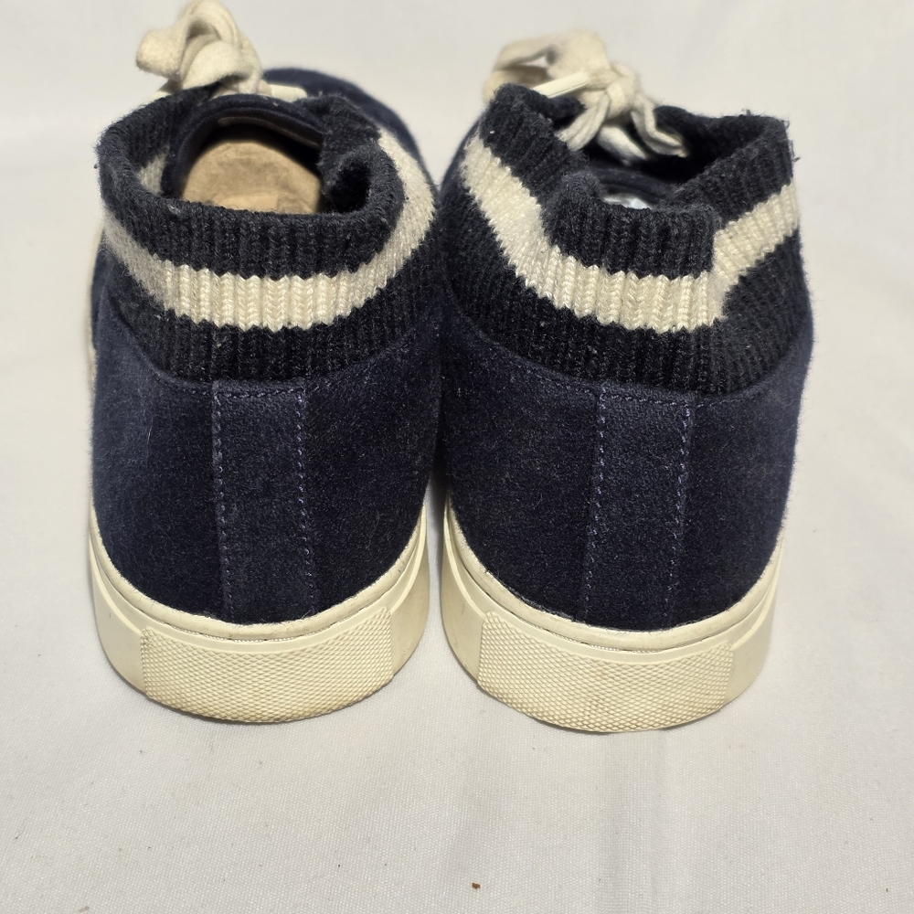 Tory Burch Sport "All Love" Navy and White Suede Mid‎ Top Sneakers Womens Size 9 - Picture 5 of 11